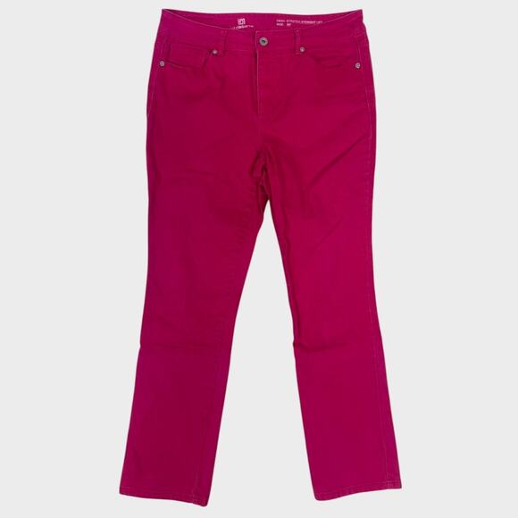 Liz Claiborne Stretch Straight Leg Size 6P Petite Dark Pink Jeans Cotton Spandex - Picture 1 of 8